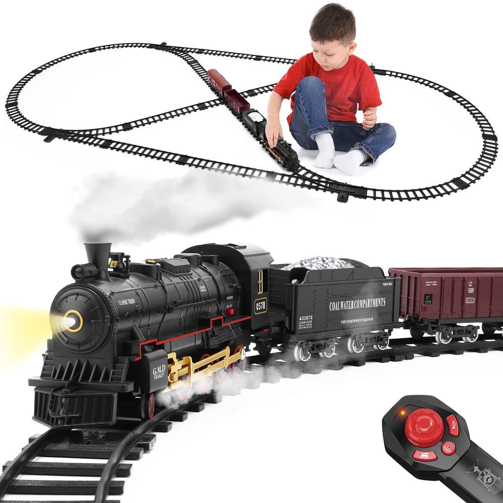JONEALA Train Set with Remote Control,Electric Track Around Large