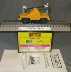 MTH 30-2520 Yellow Maintenance of Way Bump-N-Go Hand Car O/027 ga. wks/ Lionel