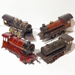 Rare Vintage O Gauge Lot 4 Antique Toy Locomotives Bing Märklin Dorfan Hornby