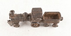 *Vintage Cast Iron Steam Engine Locomotive Train Attached Coal Car Tender