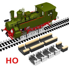 4 X HO SCALE ROLLERS W/ WHEEL CLEANING ACCESSORIES FOR MODEL TRAIN
