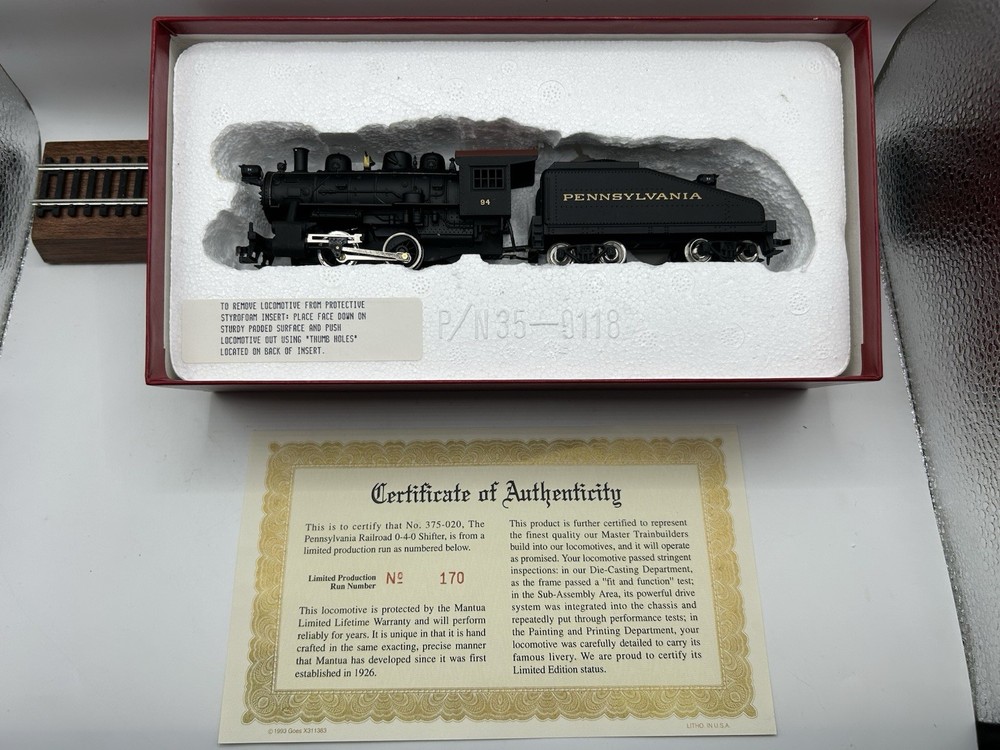 Mantua HO Limited Edition 375-020 PRR 0-4-0 Shifter W/Slopeback Tender – (NOS)